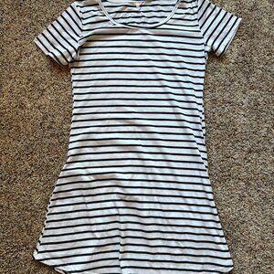 Black and white striped T shirt dress